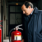 **

A diligent fire safety inspector, resembling Sherlock Holmes, examining a fire extinguisher in an old commercial building. He is fully clothed in appropriate work attire. The extinguisher shows signs of age, with a slightly off pressure gauge. The background is a dimly lit, cluttered storage room. Perfect anatomy, correct proportions, well-formed hands, safe for work, appropriate content, fully clothed, professional, modest.

**