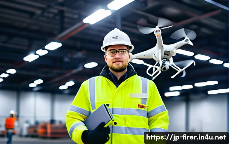 소방설비기사로서 성장하는 방법 - **Prompt: The Future of Fire Safety Inspection with AI and Drones** "A male fire protection engi...