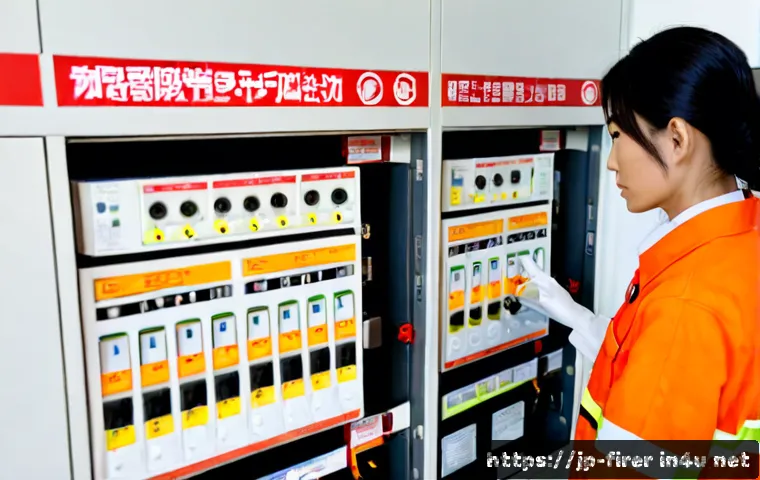 소방설비기사와 화재 예방 캠페인 - Photorealistic Japanese fire protection engineer in a clean safety uniform inspecting a modern build...